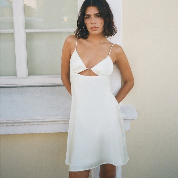 Zara nwt blogger favorite white satin effect party coctail wedding dress - Picture 9 of 13